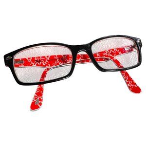 Ray-Ban Designer Eyeglass Frames Black Red Pattern RB5206 2479 54-18-145 unisex